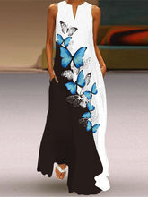 Ärmelloses Maxikleid mit V-Ausschnitt und Print